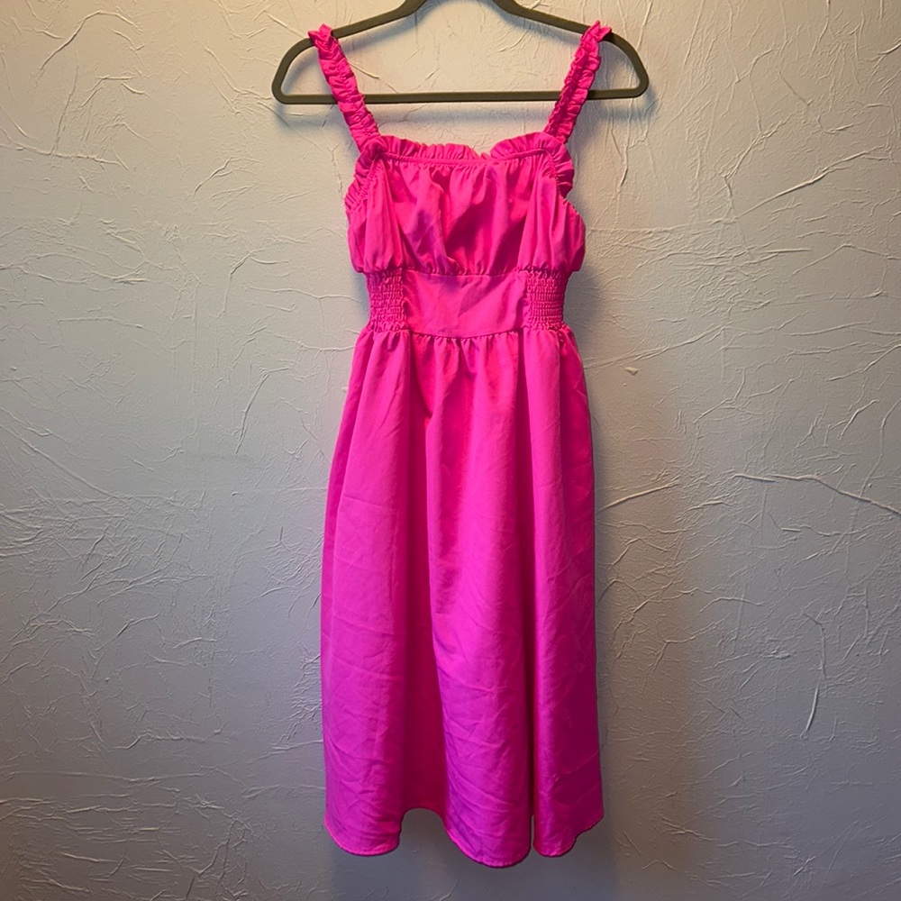 Hot Pink Ruched Dress